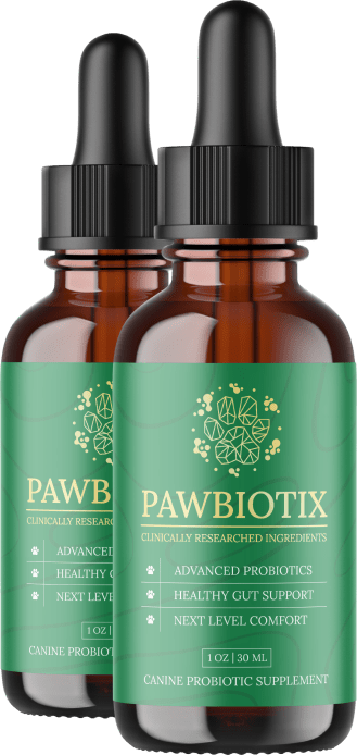 Two official PawBiotix supplement bottles provided by the seller